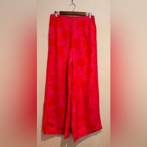 kate spade Hot Pink and Orange Floral Wide Leg Linen Pants, Comfy Summer Vibes